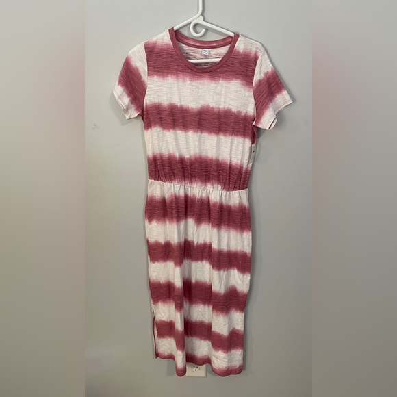 NWT Old Navy Waist Defined Tie-Dye Stripe Dress Size Medium - Picture 2 of 5